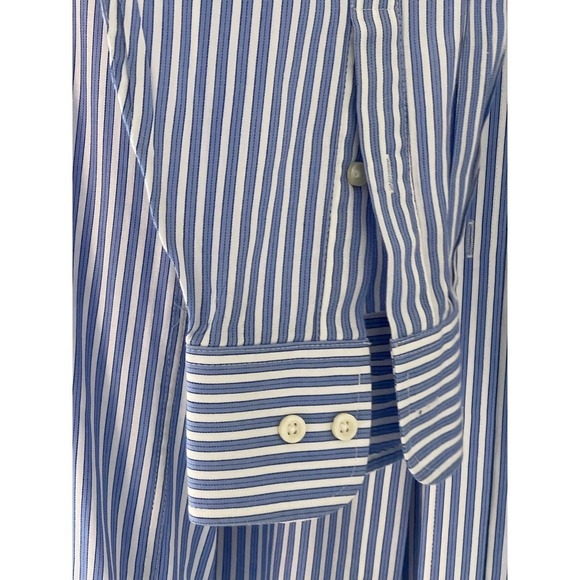 Mens Chaps Blue Striped Dress Shirt 17-17 1/2 - Picture 3 of 6
